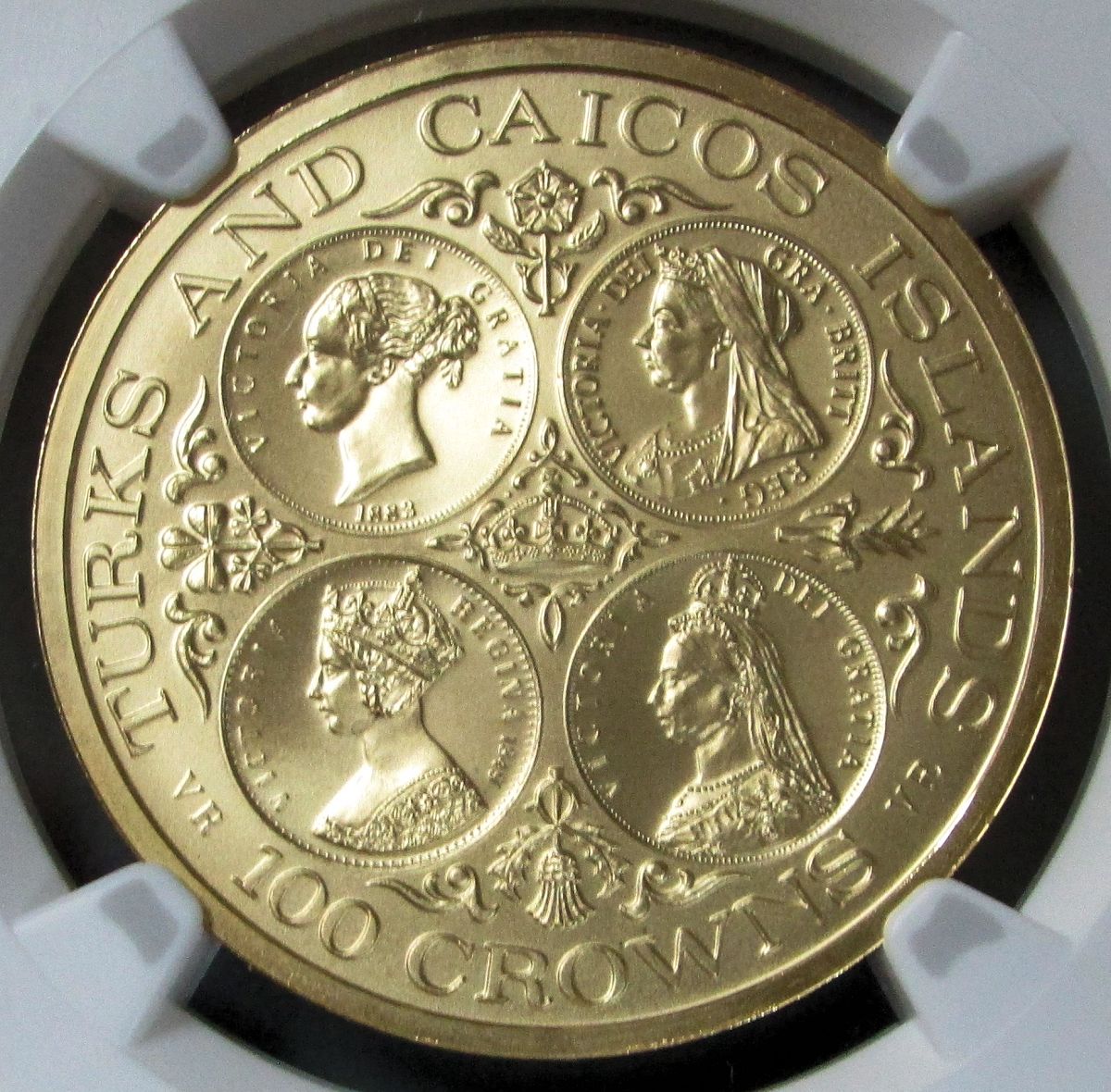 1976 Gold Turks Caicos Islands 100 Crowns Ngc Mint State 68 Only 250