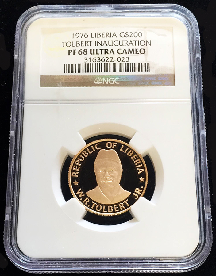 1976, GOLD, LIBERIA, $200, TOLBERT INAGURATION, PROOF COIN, NGC PF