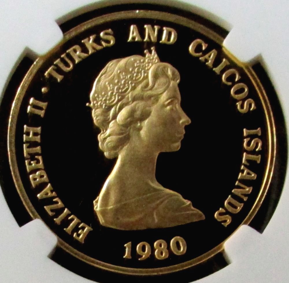 1980 Gold Turks Caicos Islands 100 Crown Ngc Proof 65 Ultra Cameo